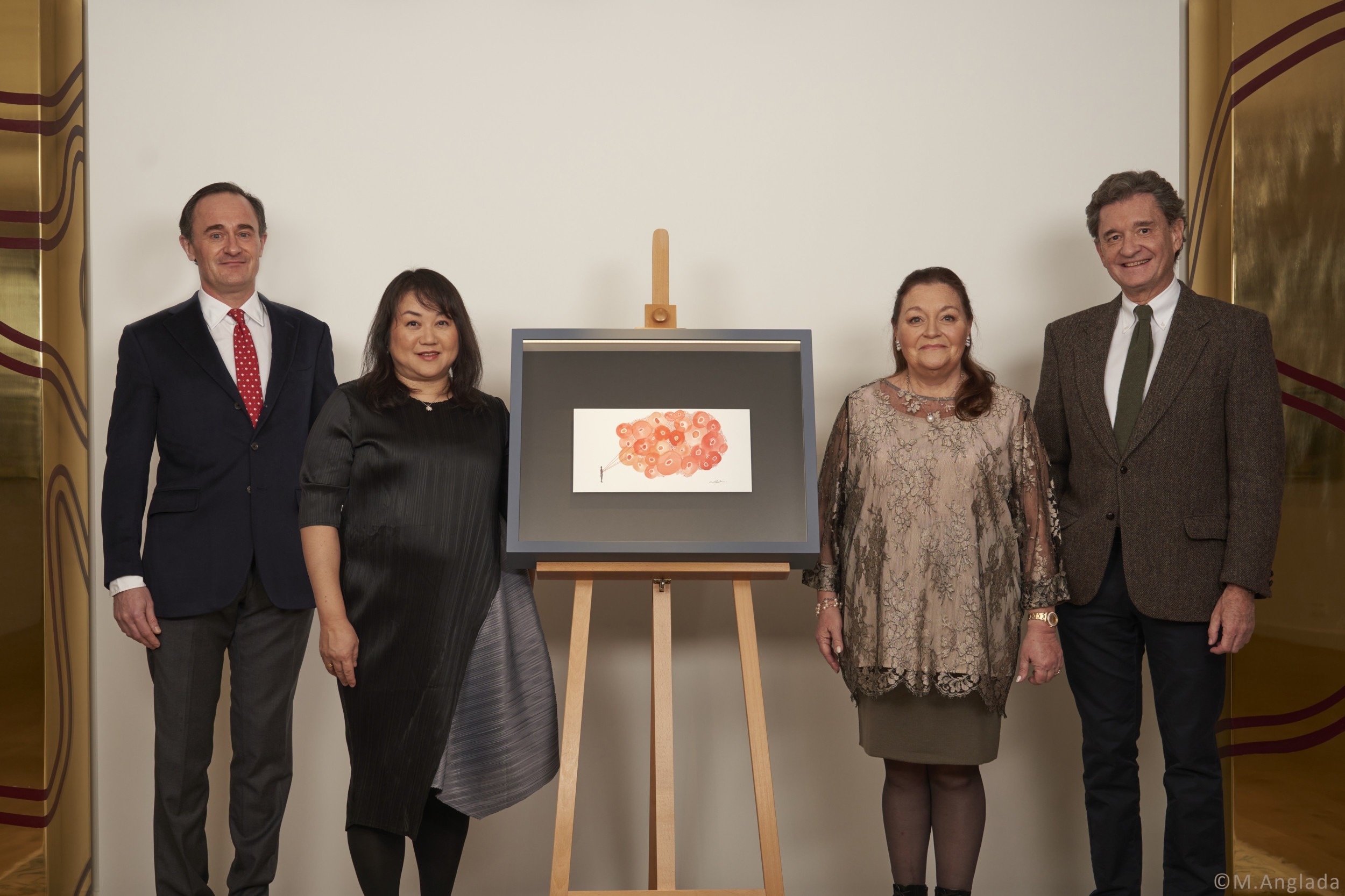 Dévoilement Oeuvre Château Mouton Rothschild 21 Julien De Beaumarchais De Rothschild, Chiharu Shiota, Camille Sereys De Rothschild Et Philippe Sereys De Rothschild©m.anglada